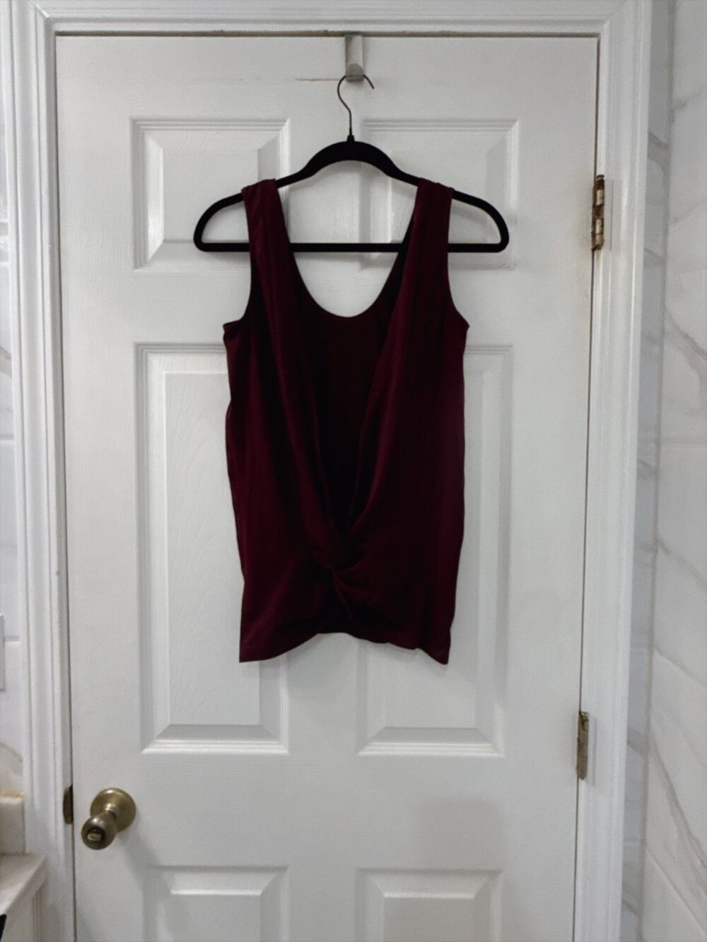 Form Focus Low Back Burgundy Twist Tank Top